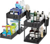 New 2 Tier Under Sink Organizer Sliding Cabinet Basket  Kitchen Organizer Organizer Storage Rack with Hooks Hanging Cup Bathroom