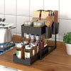 New 2 Tier Under Sink Organizer Sliding Cabinet Basket  Kitchen Organizer Organizer Storage Rack with Hooks Hanging Cup Bathroom