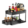 New 2 Tier Under Sink Organizer Sliding Cabinet Basket  Kitchen Organizer Organizer Storage Rack with Hooks Hanging Cup Bathroom